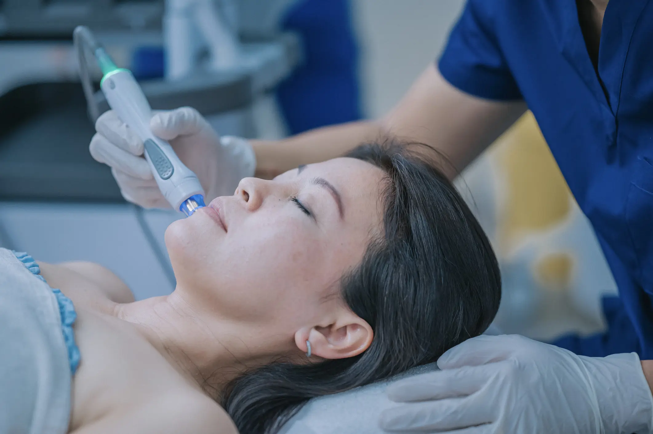 Professional skincare session in clinic